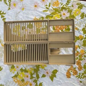 Eldon Office Products Stackable Paper Sorter Set of 2 Tan Plastic Vintage 1960s